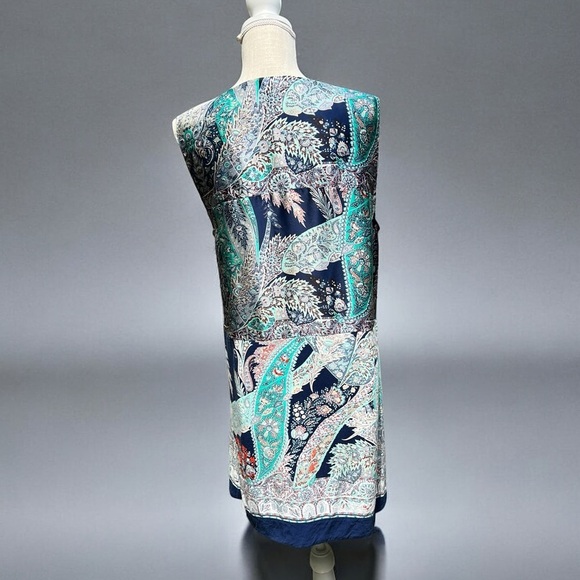 🌻Lucky Brand Lightweight Colorful Boho Paisley Dress w Cutouts Size Large - Picture 7 of 11